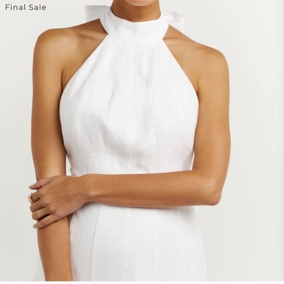 DISSH AISLE WHITE LINEN HIGH NECK DRESS size 6 medium bride bridal wedding maxi - Picture 9 of 11